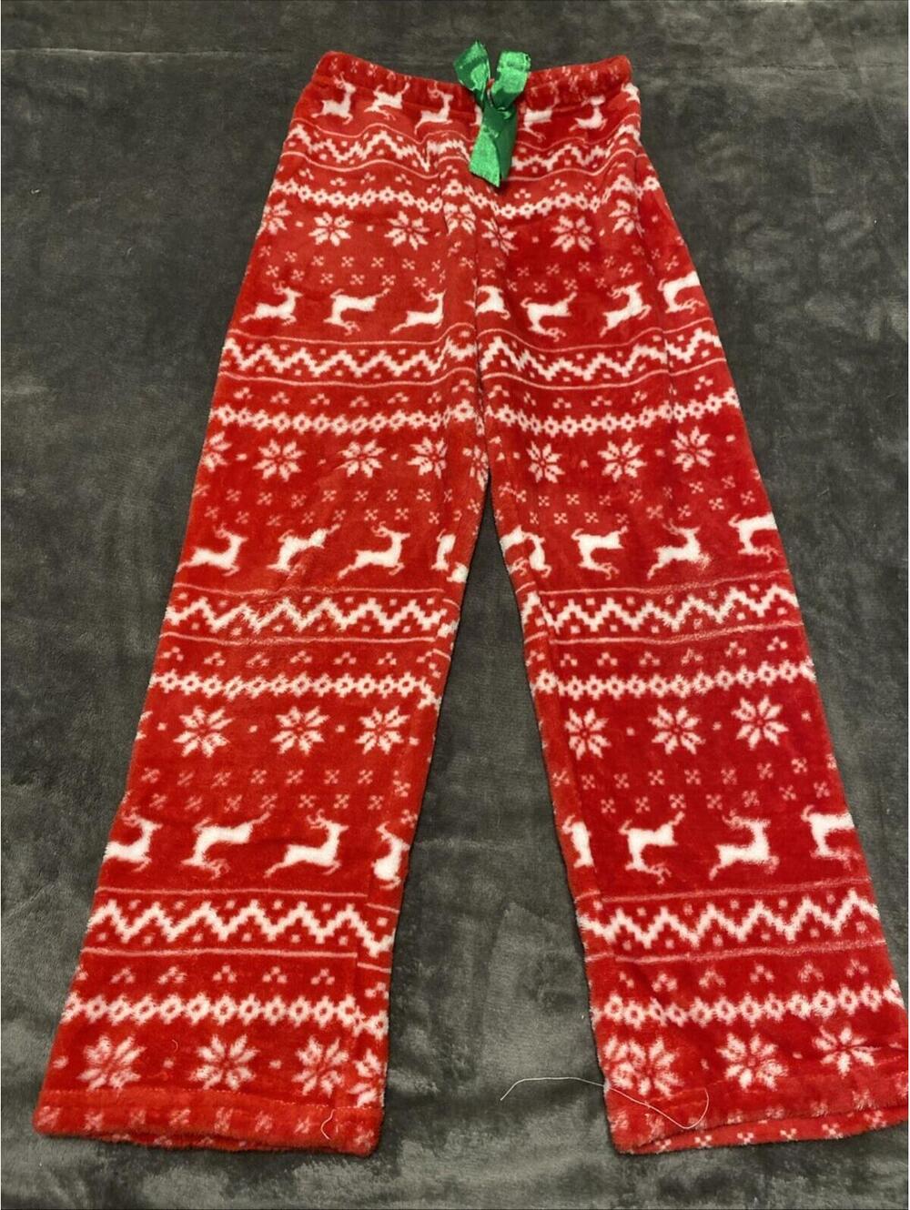 Kensie Girl PJ Pants Christmas Print Fleece Pajama Bottoms Reindeer Snowflake M